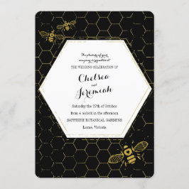 Invitación Oh Honey Bee Black Gold Custom Wedding