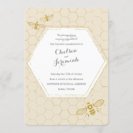 Invitación Oh Honey Bee Cream Gold Custom Wedding