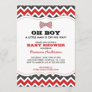 Invitación OH, la ducha de bebé Bowtie invita / gris rojo gri