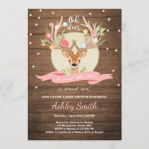 Invitación Oh la fiesta de bienvenida al bebé de los ciervos