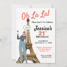 Invitación Oh La La Any Age Tema París Cumpleaños