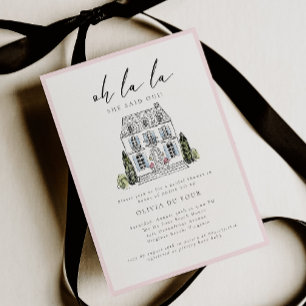 Invitación Oh la la Chalet Floral Francés Desayuno Nupcial