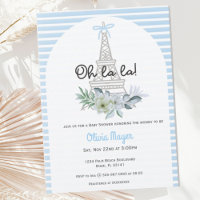 Oh La La French Paris Boy Blue Trendy Baby Shower