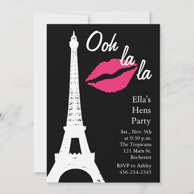 Invitación ¡Oh la la! Hens Fiesta (Anverso)