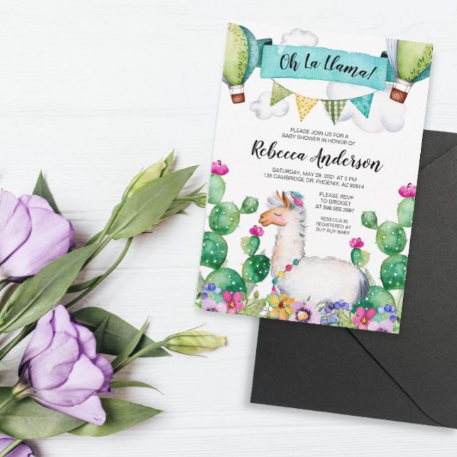 Invitación Oh La Llama Watercolor Baby Shower Fiesta (Subido por el creador)