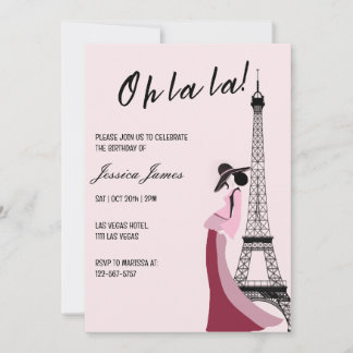 Invitación Oh La Moda Fiesta de Cumpleaños Temática de París