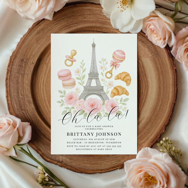 Invitación Oh La Moda Floral Parisino Baby Shower (Subido por el creador)