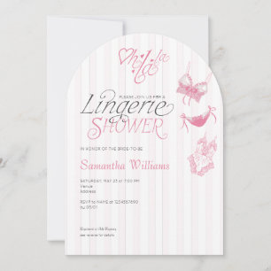 Invitación Oh La Preppy Ducha de Novias de Lingerie Pink Lace