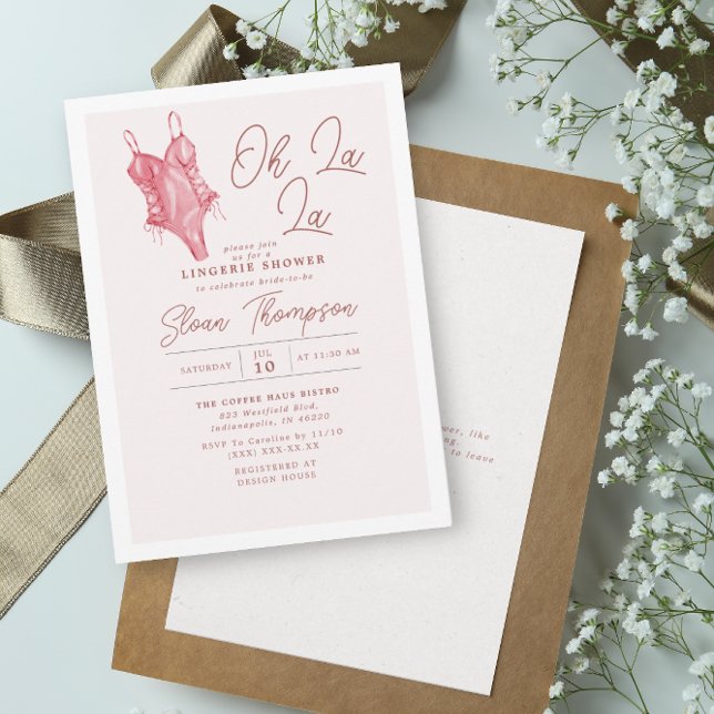 Invitación Oh La Rubor Lingerie Rubor Bridal Shower (Subido por el creador)
