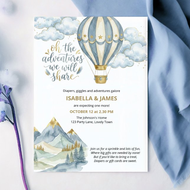 Invitación Oh Las Aventuras Que Compartiremos Baby Sprinkle (Adventure baby sprinkle invitation by Darling & May)