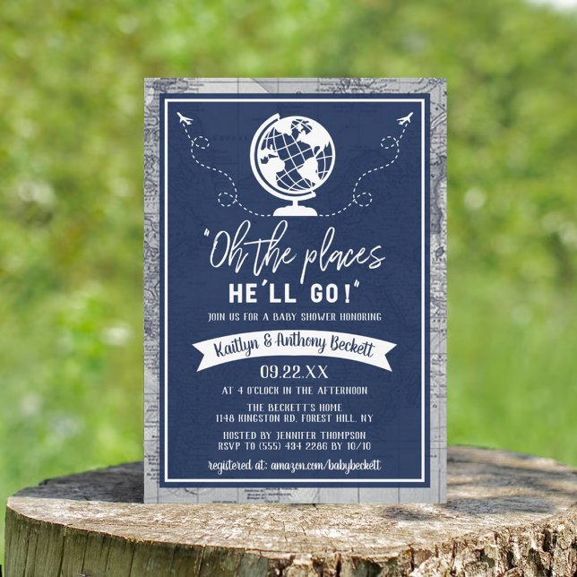 Invitación "¡Oh, los lugares a los que irá!" Baby Shower de m (Subido por el creador)