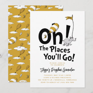 Invitación ¡Oh, los lugares a los que irás! Graduación Retro