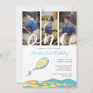 Invitación ¡Oh, los lugares a los que irás! Niño cumple 1 a