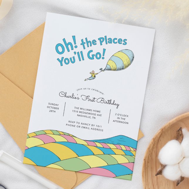 Invitación ¡Oh, los lugares a los que irás! | Primer cumpleañ (Subido por el creador)