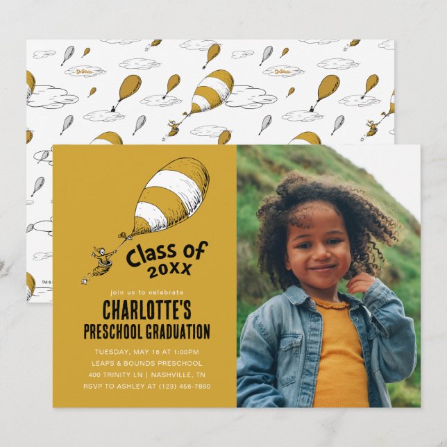 Invitación ¡Oh, los lugares a los que vas! Foto de graduación (Anverso / Reverso)