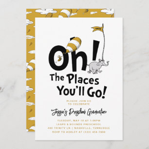 Invitación ¡Oh, los lugares a los que vas! Graduación retro