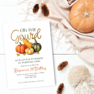 Invitación Oh Mi Calabacín Pequeña Calabaza Cumpleaños 1