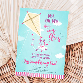 Invitación Oh Mi Vuelo Tiempo Mata Chica Verano Primer Cumple