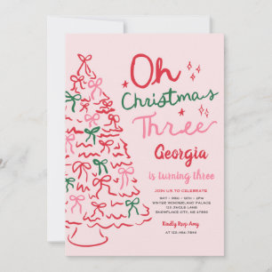 Invitación Oh Navidad Tres Coqueta Cumpleaños de Navidad 3