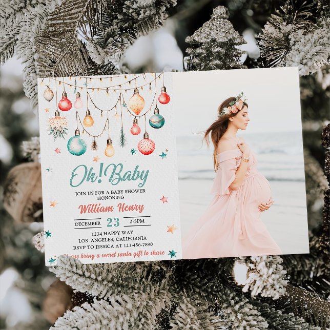 Invitación ¡Oh! Navidades bebés Ball Ornament Baby Shower Pho (Subido por el creador)
