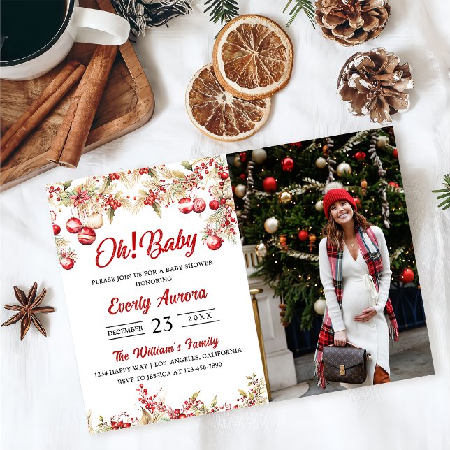 Invitación ¡Oh! Navidades bebés Floral Baby Shower Photo (Subido por el creador)