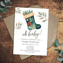 Invitación Oh Navidades bebés levantando Baby Shower