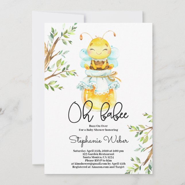 Invitación Oh nena Baby Shower (Anverso)
