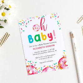 Invitación ¡Oh, nena! Baby Shower arcoiris con temas Donut