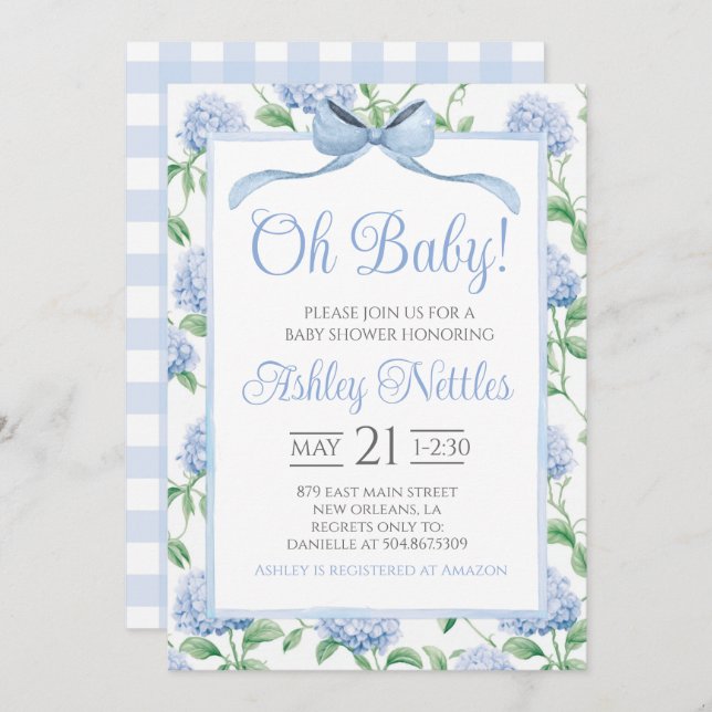 Invitación ¡Oh, nena! Boy Baby Shower (Anverso / Reverso)