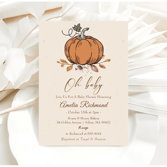Invitación ¡Oh, nena! Calabaza otoño Baby Shower (Subido por el creador)