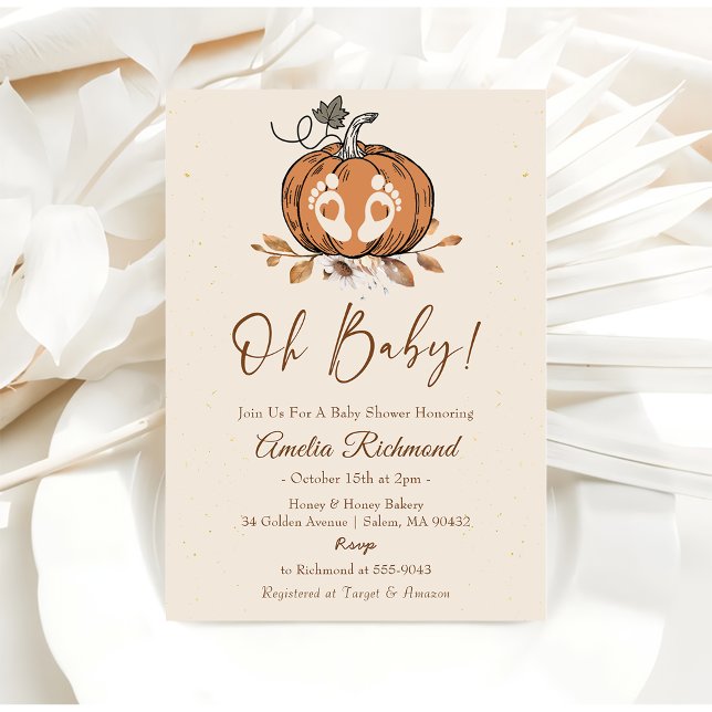 Invitación ¡Oh, nena! Calabaza otoño Baby Shower (Subido por el creador)