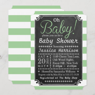 Invitación ¡Oh, nena! Chalkboard y Baby Shower de banda verde