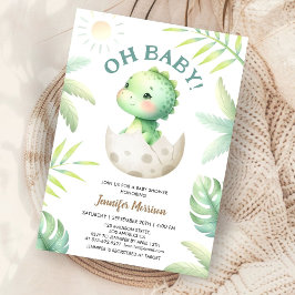 Invitación ¡Oh, nena! Cute Baby Dino Dinosaur Baby Shower