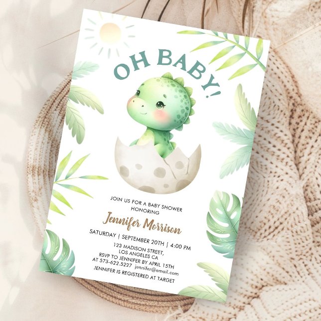 Invitación ¡Oh, nena! Cute Baby Dino Dinosaur Baby Shower (Subido por el creador)