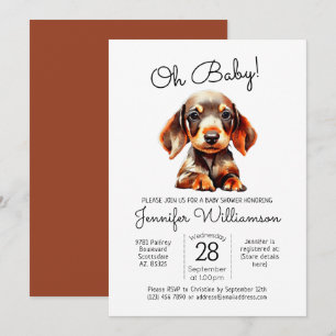 Invitación ¡Oh, nena! Cute cachorro perro terracota Baby Show