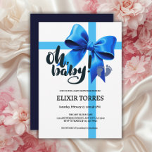 ¡Oh, nena! Elegante Baby Shower Blue Bow