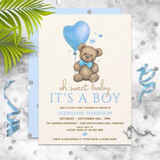 Invitación Oh nena, es un Baby Shower de niño Teddy Bear