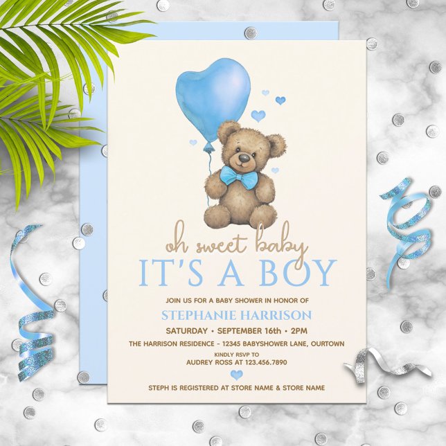 Invitación Oh nena, es un Baby Shower de niño Teddy Bear (Subido por el creador)