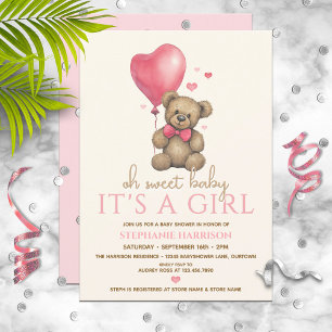 Invitación Oh nena es un Chica Teddy Bear Baby Shower