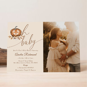 Invitación ¡Oh, nena! Fall Pumpkin Autumn Foto de Baby Shower