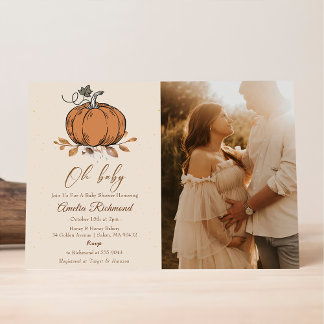 Invitación ¡Oh, nena! Fall Pumpkin Autumn Foto de Baby Shower