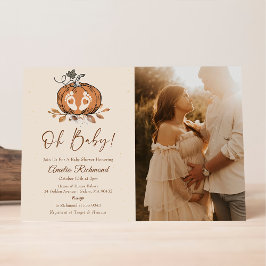 Invitación ¡Oh, nena! Fall Pumpkin Autumn Foto de Baby Shower