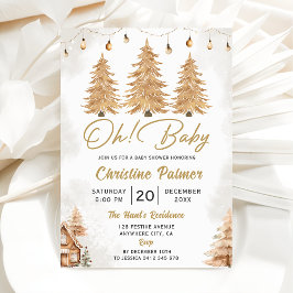 Invitación ¡Oh, nena! Fiesta Baby Shower de Navidades Gold Tr