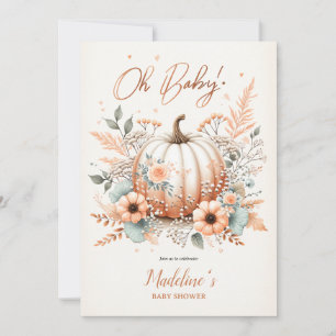 Invitación ¡Oh, nena! Floral Baby Shower Rubor de la calabaza
