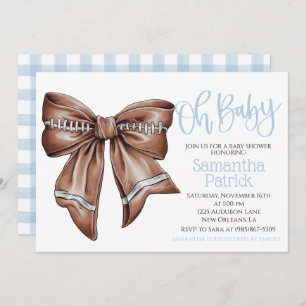 Invitación ¡Oh, nena! Football Coquette Boy Baby Shower