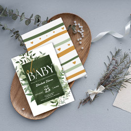 Invitación ¡Oh, nena! Greenery Watercolor Baby Shower