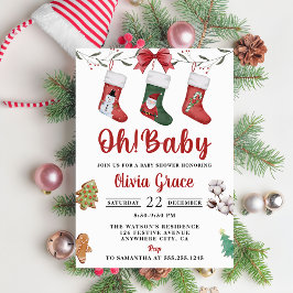Invitación ¡Oh, nena! Navidades sock Fiesta Baby Shower
