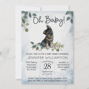 Invitación ¡Oh, nena! Perro Baby Shower German Shepherd