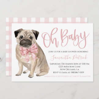 Invitación ¡Oh, nena! Perro lindo Perro rosa cachorro chuppy 