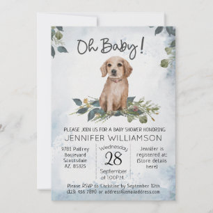 Invitación ¡Oh, nena! Recuperar Baby Shower de perro de cacho